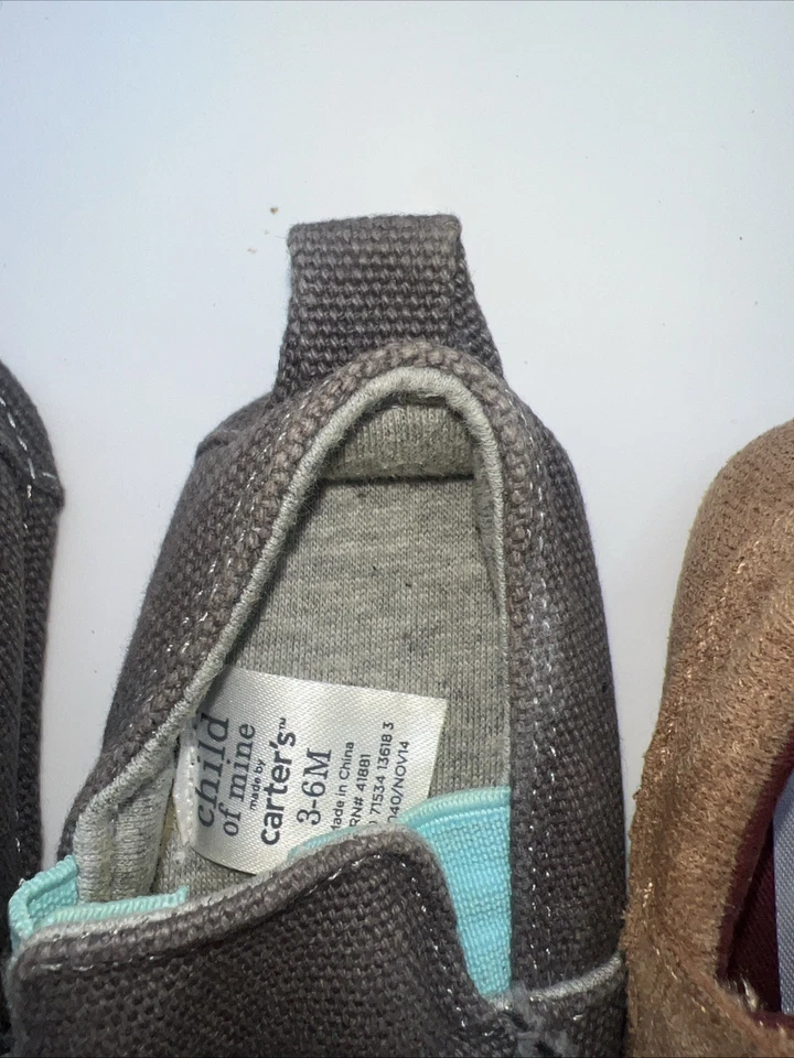Lot of 2 baby boy shoes 3-6 months Gray Loafers Carters - Image 2 of 4