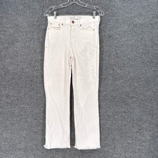 AYR The Bomb Pop Jeans Women 26 White Raw Hem High Rise Straight Leg Denim
