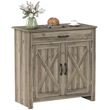 Farmhouse Barn Door Sideboard Buffet Accent Storage Cabinet Coffee Bar TV Table
