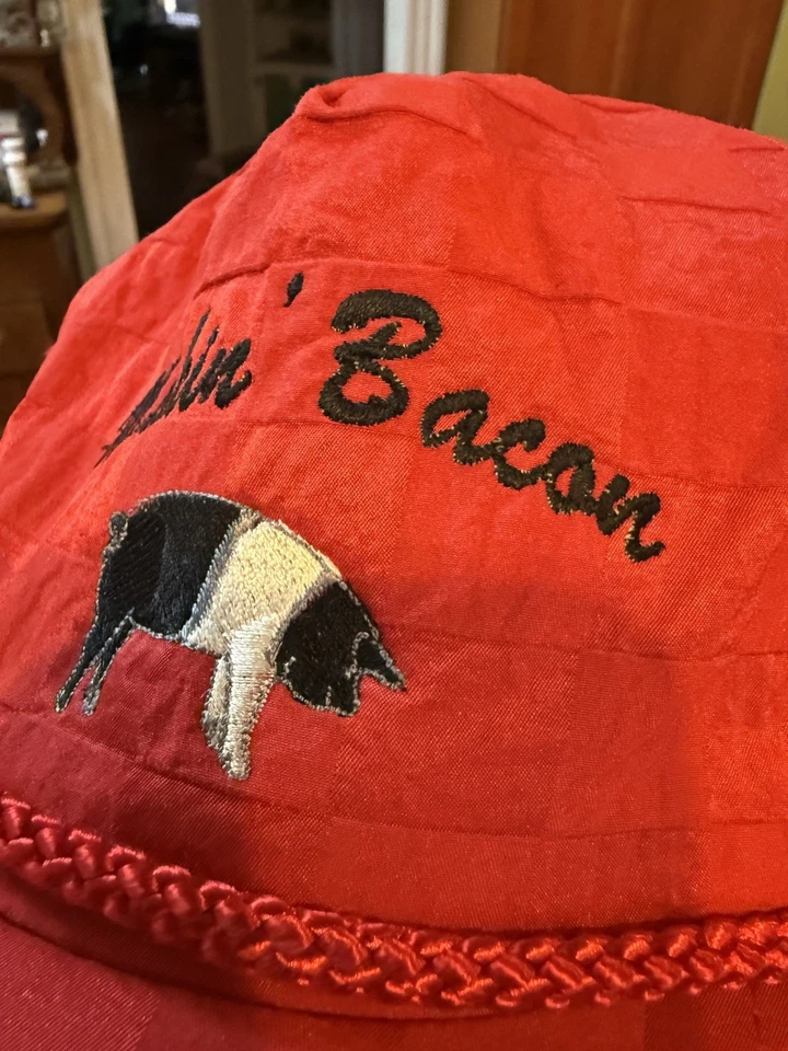 Vintage Professional Farmer Hat Makin Bacon Rodeo Leather Strap Rope Pig - Image 2 of 4