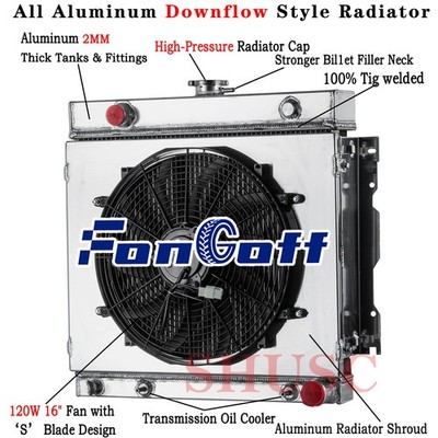 4 Row Radiator Shroud Fan For 1970-79 Dodge D/W 100 D150 200 250 5.2L 5.9L Truck
