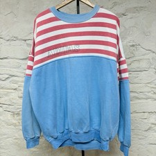 Vintage Adidas 1980s USA Red White Blue Crewneck Sweatshirt Boxy Fit Striped