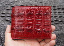 Burgundy Genuine Crocodile Hornback Leather Skin MEN'S BIFOLD Wallet Y36