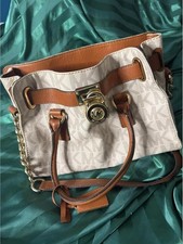 Michael Kors Signature MK Logo Tan Leather Tote Bag