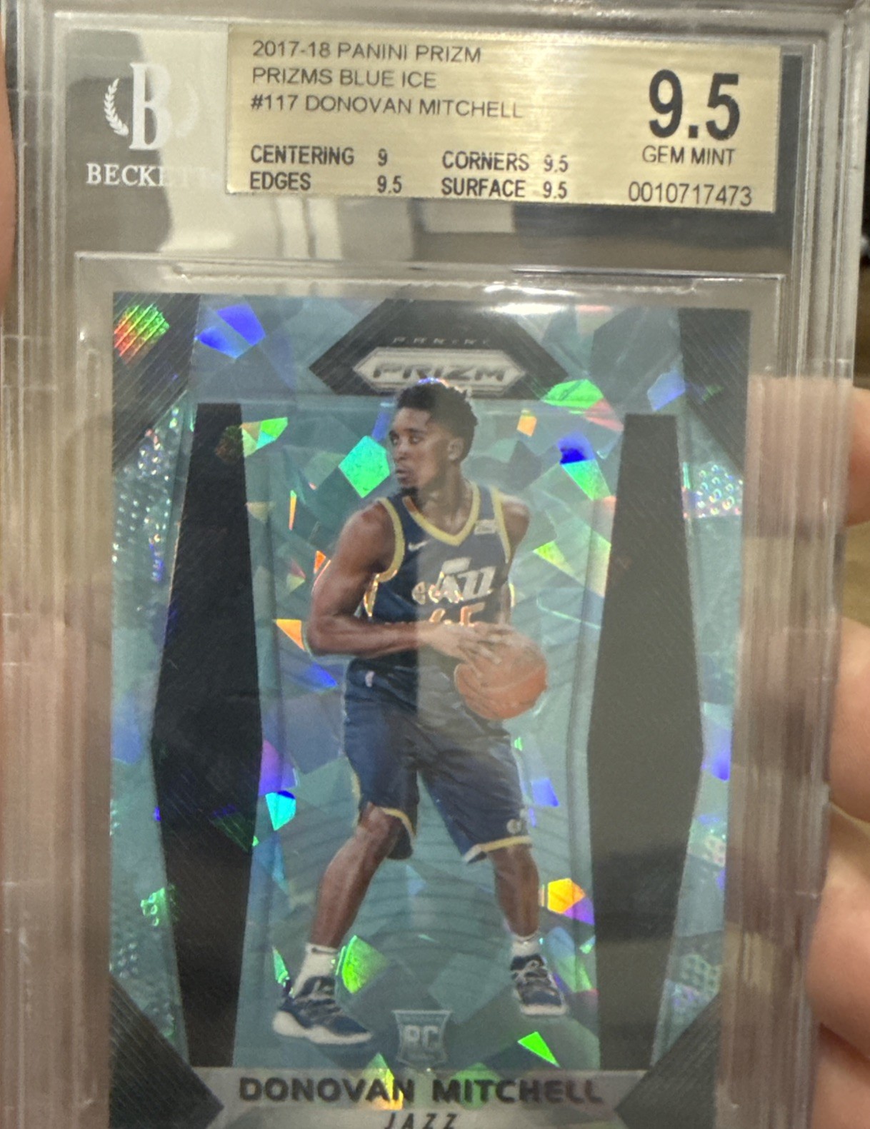 2017-18 Prizm Donovan Mitchell Blue Ice Rookie /99 BGS GEM MINT 9.5 Rookie 🔥