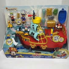 Disney Junior Mickey Mouse Treasure Adventure Pirate Ship Set New 17pc Toy Kids