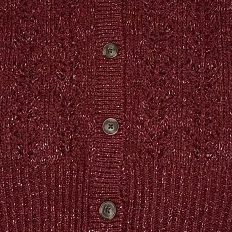 Cárdigan Suéter Pointelle Grueso Azul Marino Antiguo Niñas M (8) | Borgoña | Cottagecore  Foto 3 de 4