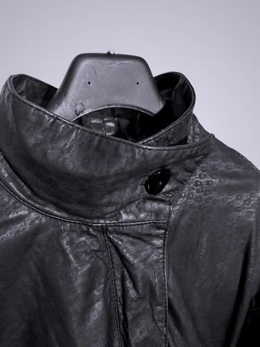 G-III 3 Vintage 80s Womens L Black Zip-Up Distressed Leather Bomber Moto Jacket  - Picture 4 of 9
