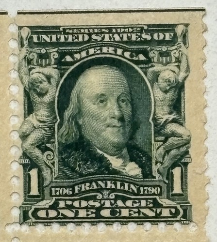 US STAMP: 1902 Franklin - 1 Cent - Green - Scott #300b - Block of 4 - Mint - Picture 2 of 3