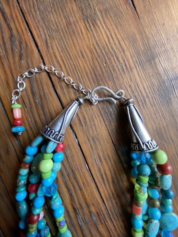 Rocki Gorman Glitter Rocks Long Turquoise Multi-Stone Beaded Necklace ...