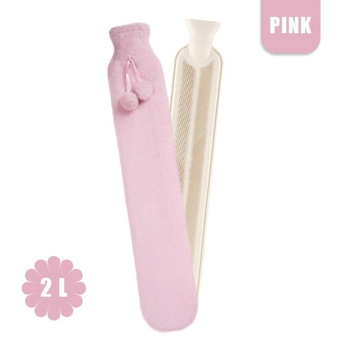 Long Hot Water Bottle With Fluffy Cover 2 Litre Extra Long Multicolor - 72cm - Picture 18 of 20