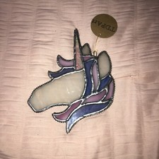 Unicorn Stained Glass Sun Catcher NWT Handmade 6 x8
