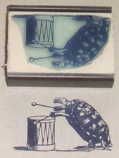 Turtle Playing Drum rubber stamp by Amazing Arts- cool!