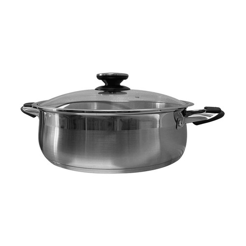 High Quality 12 Quart Stainless Steel Low Pot With Lid Capsule Base Cookware - Picture 4 of 5