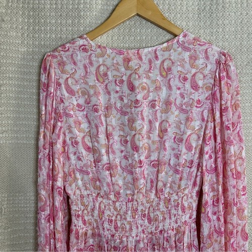 ROCCO SAND pink paisley Candy high low tunic top S NEW - Picture 5 of 9