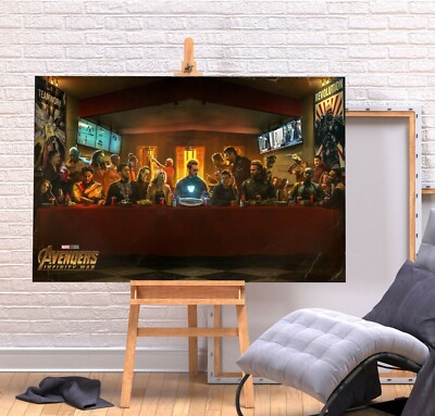 AVENGERS LETZTES ABENDESSEN - WANDKUNST BILD DRUCK TIEF GERAHMTE LEINWAND SUPERHELD COMIC