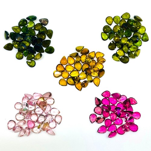 VVS 20 Pcs Natural Multi Tourmaline 5x4mm Pear Cut Loose Untreated Gemstones Lot - Picture 8 of 10