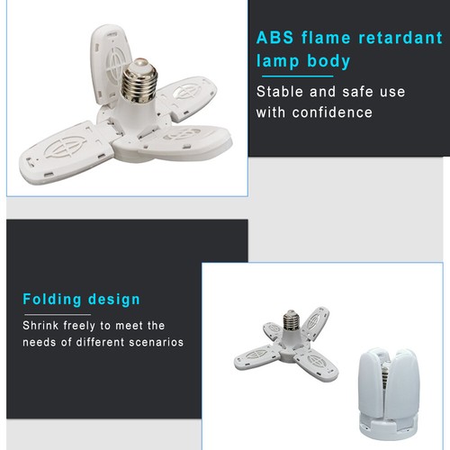 LED Deformable 28W Workshop Light Garage Ceiling Bulb Fixture Folding Lamp E27 - Picture 6 of 12