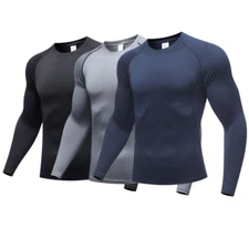 Men Base Layer Sports T-Shirt Quick Dry Shirt Long Sleeve Compression Tops Shirt