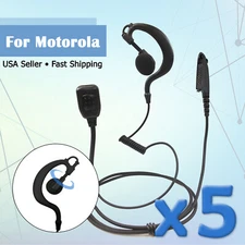 5x Swivel Earpiece Headset w/ PTT for Motorola Radios HT750 HT1250 MTX850 GP360