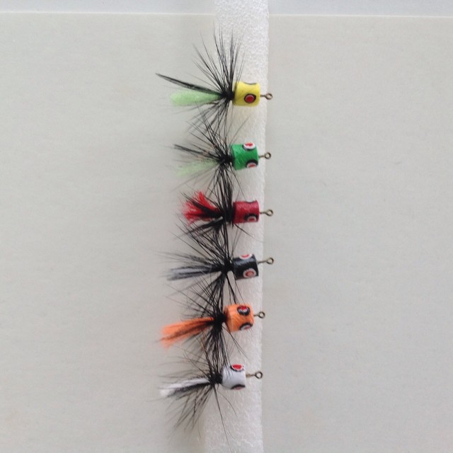6 Fly Fishing Foam Poppers Flies Spiders 10 Hooks Trout Panfish