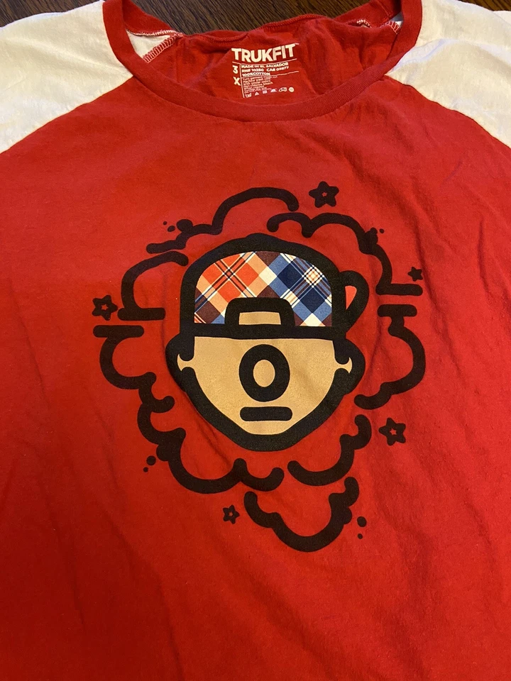 Lil Wayne's Trukfit одежды мультфильм красный и белый ретро футболка графический рубашка размер 3XL - Изображение 2 из 4