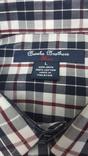 Brooks Brothers Men Shirt Blue/White/Red Plaid Botton Front Non Iron 100% Cotton - Picture 7 of 12
