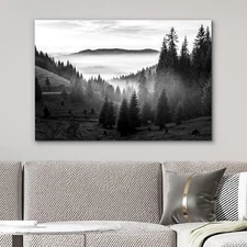 Wall26 Wall Art Canvas Print Misty Pine Forest Photography Art Decor