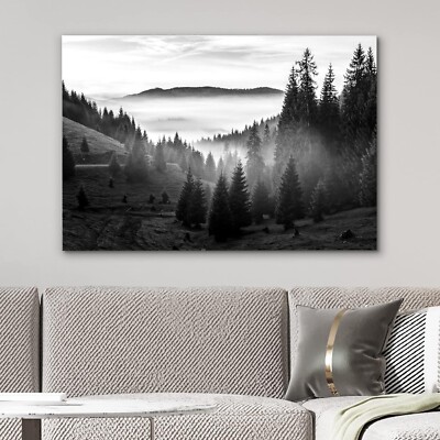 Wall26 Wall Art Canvas Print Misty Pine Forest Photography Art Decor | eBay