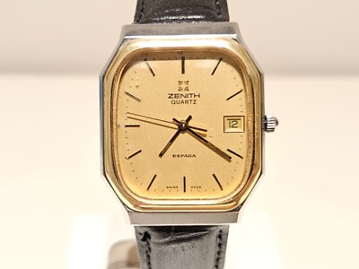VINTAGE LUXURY RECTANGLE SWISS MEN'S TWO TONE STEEL QUARTZ WATCH