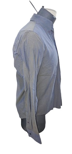 Ben Sherman Men’s Tailored Long Sleeve Button Down Shirt Blue W Silver Sheen L - Picture 4 of 7