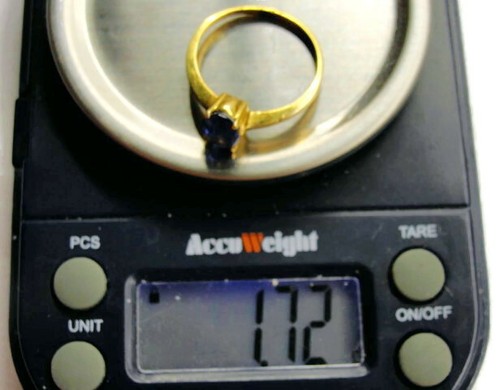 Anillo facetado aguamarina azul aguamarina vintage de oro amarillo de 10 quilates talla 6,75 - Imagen 7 de 12