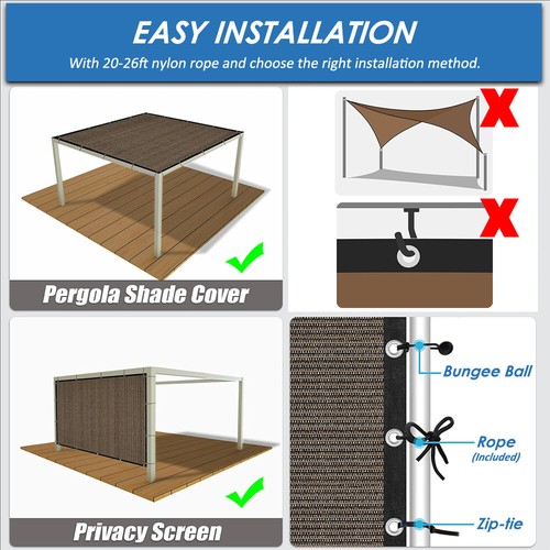 Tela de sombrilla con ojales pantalla de privacidad pérgola cubierta dosel patio jardín - Imagen 10 de 16