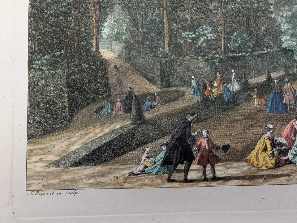 Gravure originale – J. Rigaud – Vue de la Cascade de Chantilly – Circa 1730 - Photo 3/4