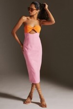 Anthropologie Pink Bandeau midi Dress Size UK 14 US 10 Misha cut out
