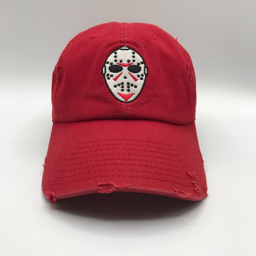 Field Grade Red Serial Killer Jason Mask Cloth Strap w/ Metal Buckle Destressed - Picture 5 of 8