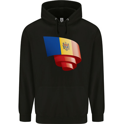 Gelockte Moldawien Flagge Moldau Tag Fußball Herren 80 % Baumwolle Hoodie