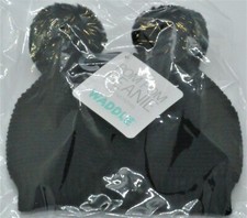 Black Hat Gold  Black Pom Poms For Babies 6-12 Months Soft Acrylic Knit Hat