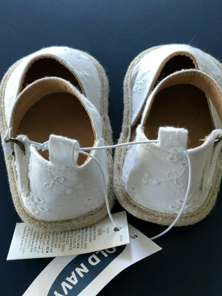 全新 女孩 婴儿 * 0-3 * 或 * 3-6 * 个月 旧海军蓝 白色 Mary Jane 鞋 凉鞋 — 第 3/4 张图片