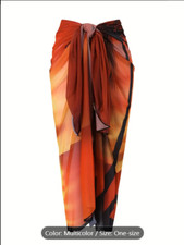 Boho Style Women'S Beach Sun Protection Wrap Dress, Polyester High Stretch Knit