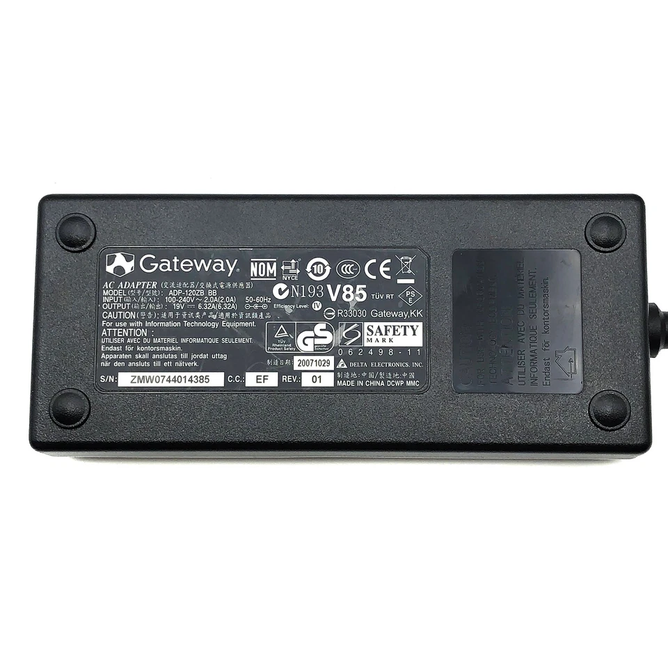Original Gateway 120W AC Power Adapter Charger ADP-120SB 19V 6.32A - Image 2 of 4