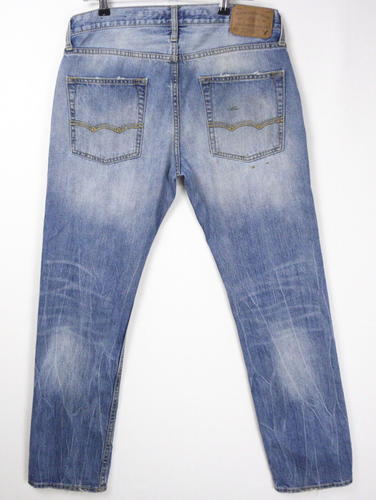 American Eagle Denim Blue Jeans DISTRESSED STAINED PATCHED HOLES Mens 31x32 READ - Picture 13 of 22