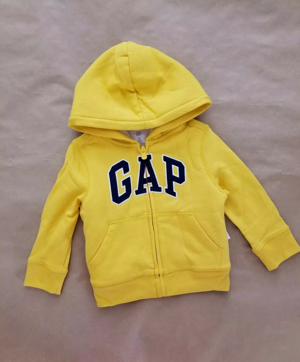 Baby Gap Boys 2/2T Yellow Logo Hoodie Zip-Up Sweatshirt Jacket Nwt | eBay