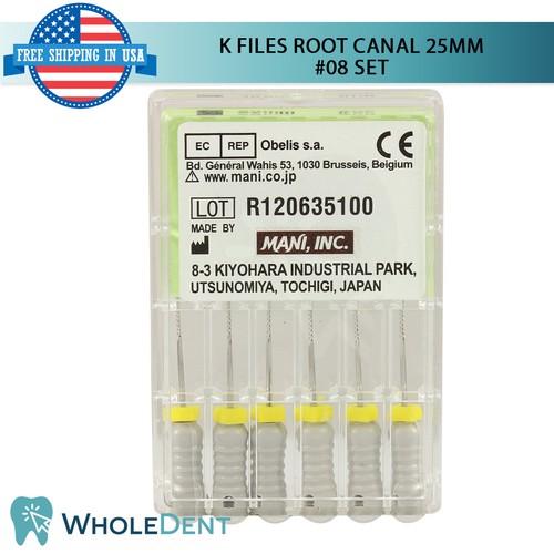 Paquete de 6 escariadores Hedstrom dental endodoncia manual canal radicular K limas #08 - Imagen 2 de 4