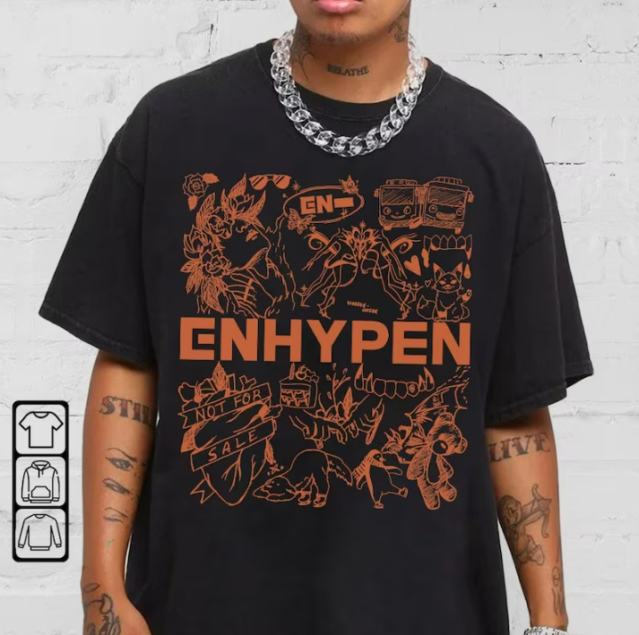 ENHYPEN Kpop Doodle Art Shirt, Vintage ENHYPEN Merch Shirt