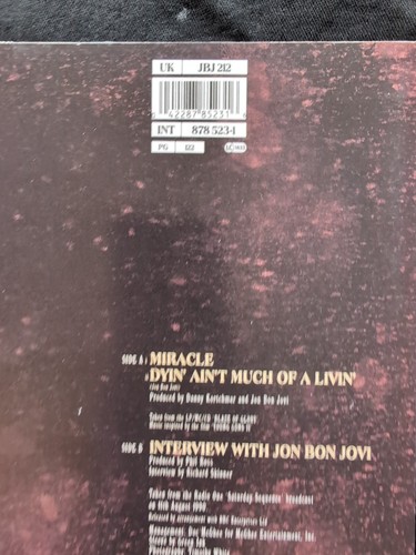 Jon Bon Jovi Miracle Limited E 12" Single With Poster No.002712 of 7500 G991 - Imagen 5 de 9