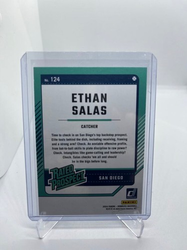 ETHAN SALAS 2024 PANINI DONRUSS GREEN LASER RATED PROSPECT #124 SAN DIEGO PADRES - Picture 2 of 2