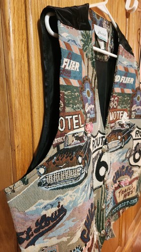 Vintage Made in USA by Ballet Tapestry Route 66 Chicago, Motel Weste Gr. 3XLarge - Bild 3 von 7