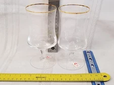 2 SASAKI SAS34   Iced Tea Glass w/ Gold Trim 6"