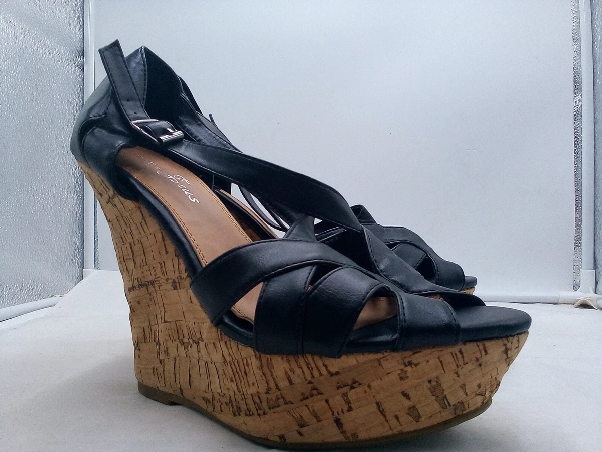 Fashion Focus Black wedge heels for Women Size 10 US comfy cute
